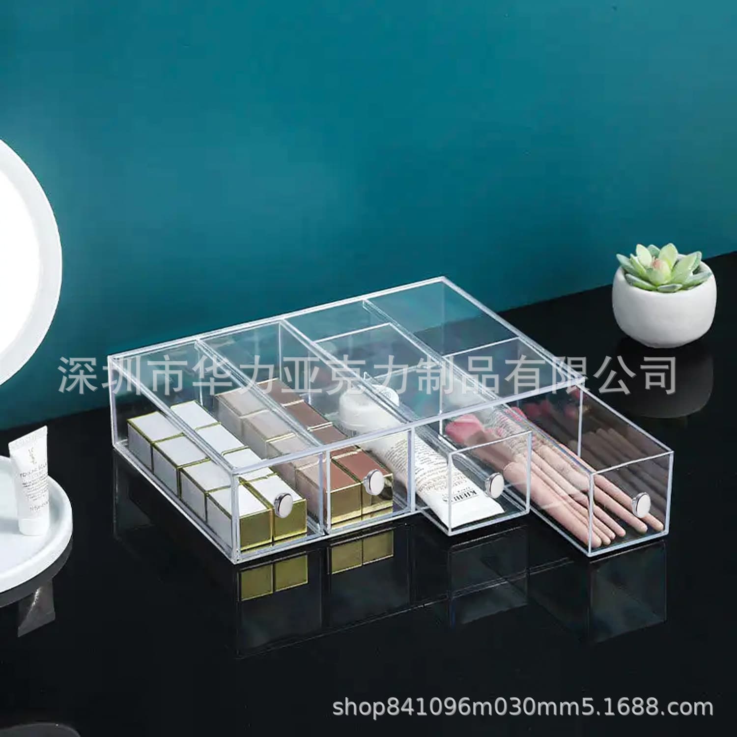 Acrylic desktop storage box drawer -type transparent cosmetics desk stationery setting desk 4