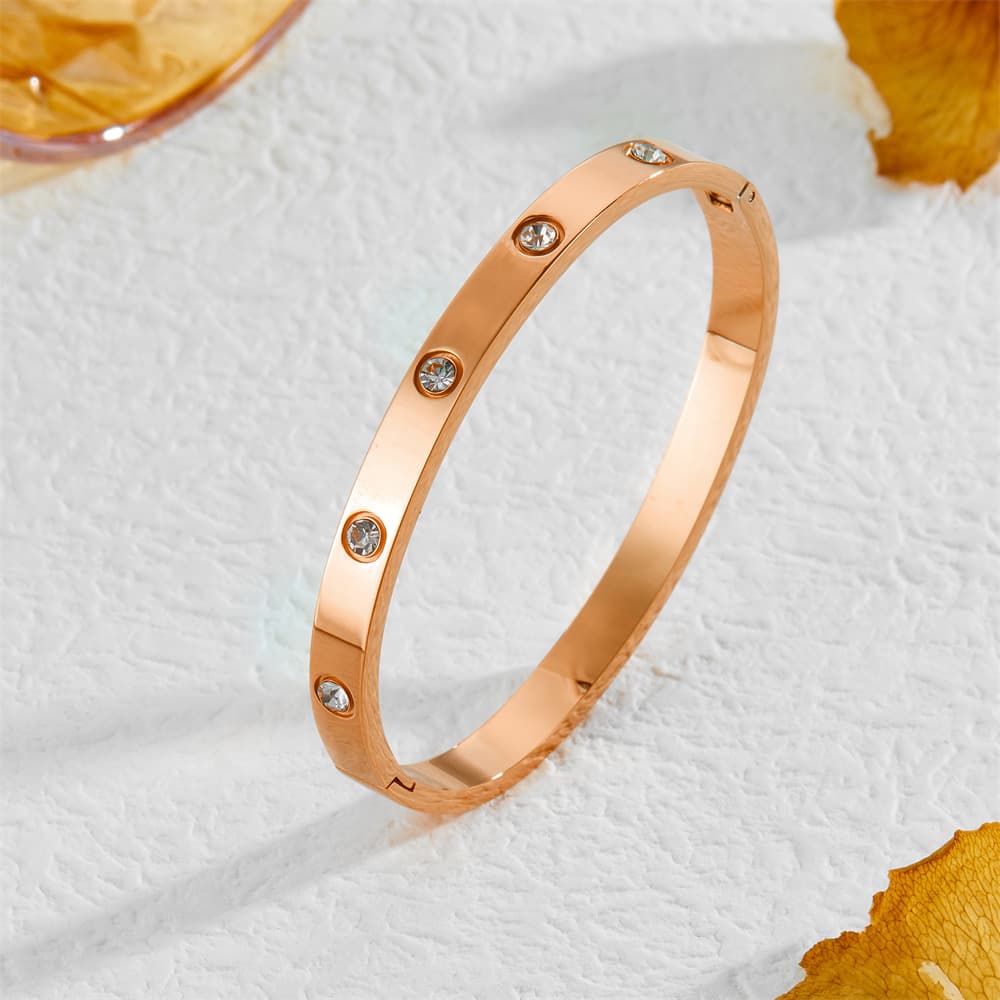 Fashionable trend bracelet stainless steel, for beloved, diamond encrusted 4
