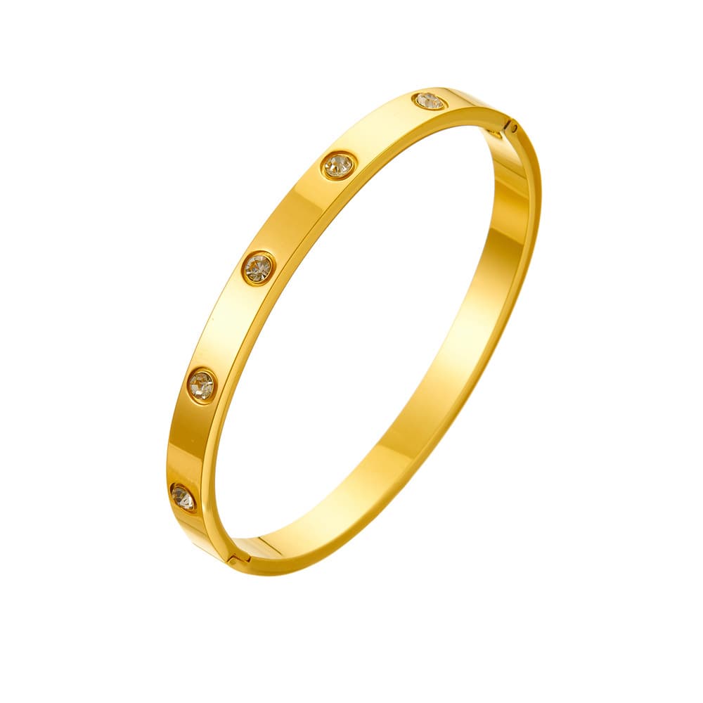 Fashionable trend bracelet stainless steel, for beloved, diamond encrusted 5