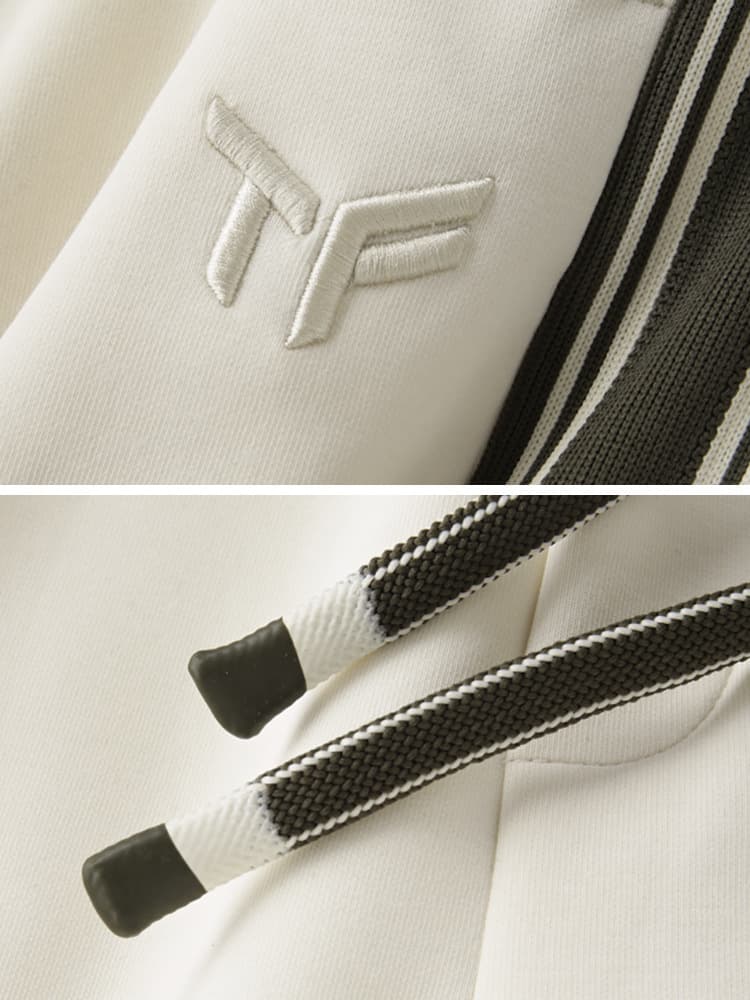 Comfortable fashionable demi-season trousers, with embroidery, elastic waist, loose straight fit 4
