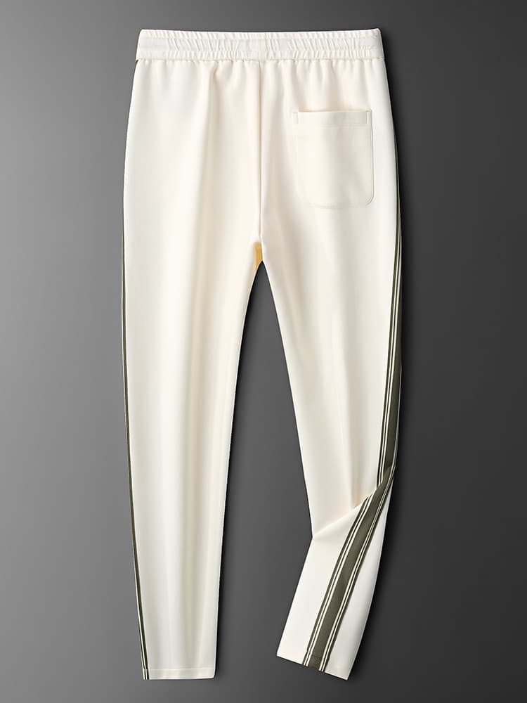 Comfortable fashionable demi-season trousers, with embroidery, elastic waist, loose straight fit 5