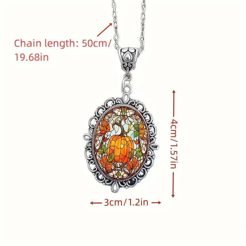 Elegant glass pendant, necklace, retro jewelry, print, halloween 5