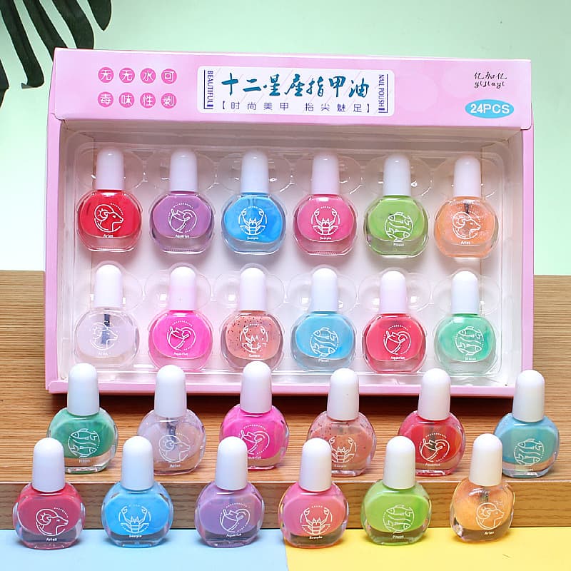 Cartoon detachable nail polish water based, set for manicure, direct factory sales, new collection 2