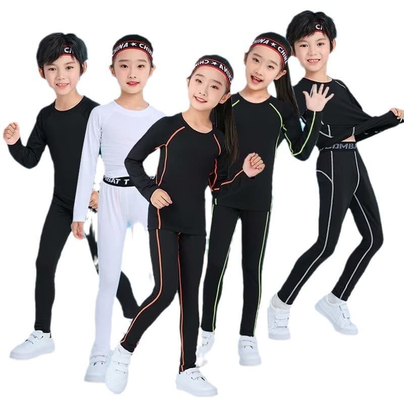 Children's quick dry base football basketball long-sleeve for training for boys, sports overall for gym, autumn demi-season trousers, tight 5