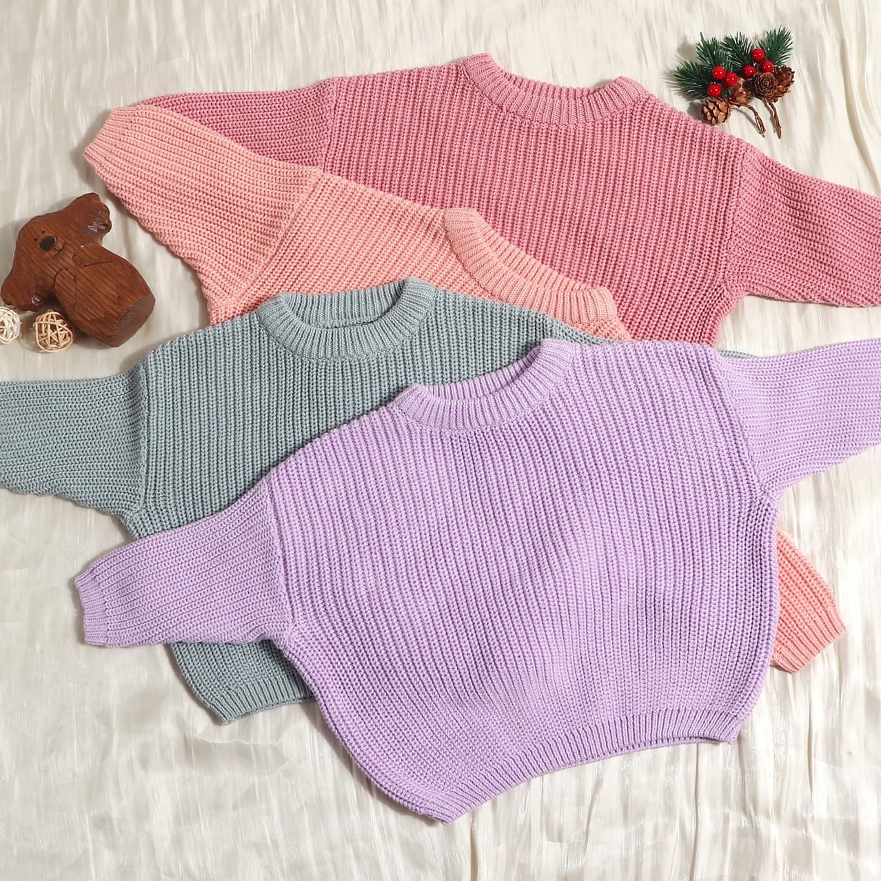 Brand children's cotton sweater for leisure with a round collar 3