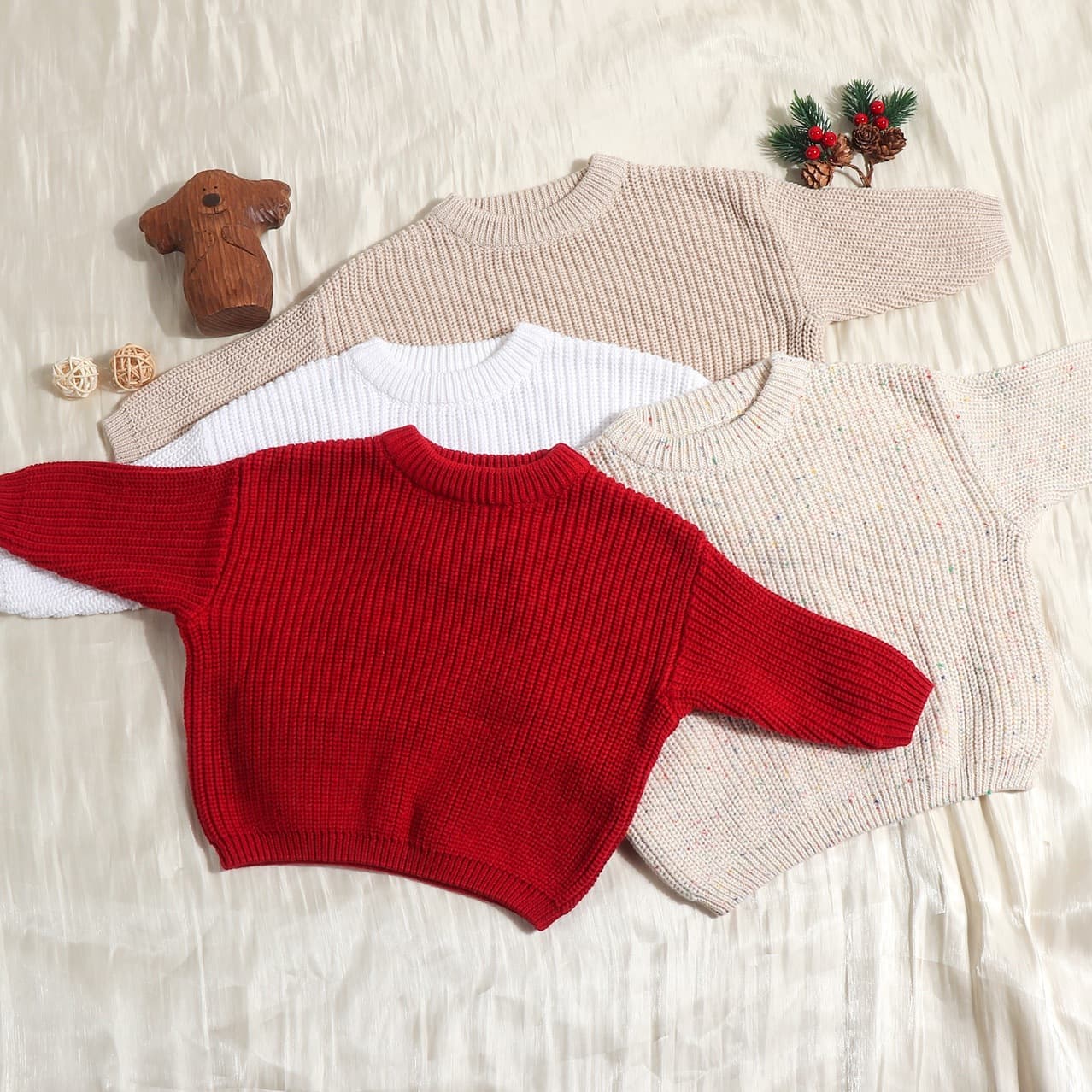 Brand children's cotton sweater for leisure with a round collar 4