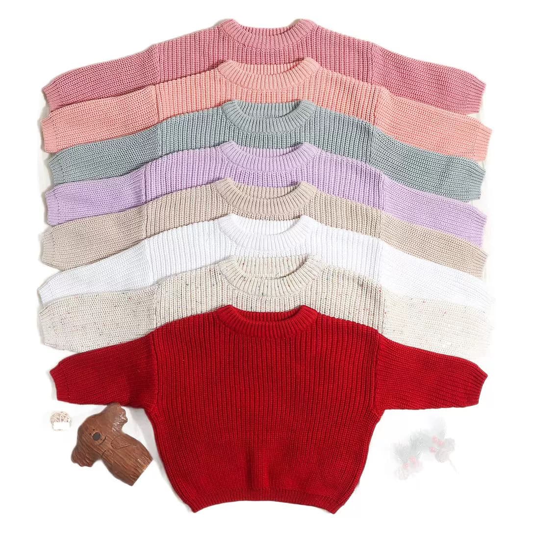 Brand children's cotton sweater for leisure with a round collar 5
