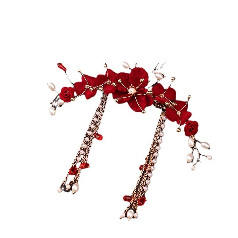 Hanfu, classic hairgrip, hair accessory for bride, red cheongsam 5