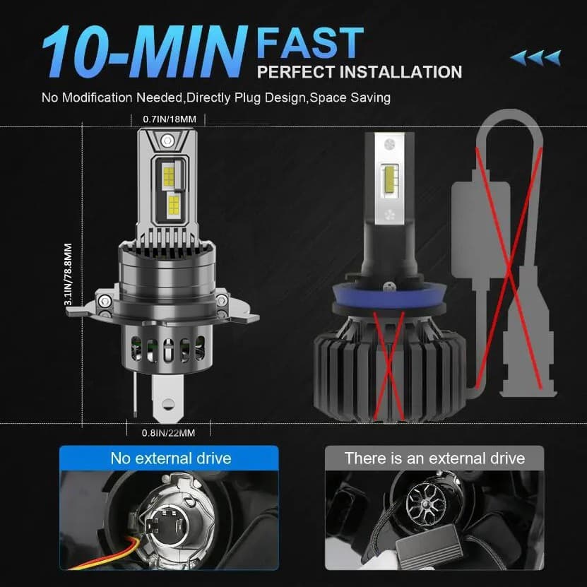 Cross-border car lights H4 car led headlights 1:1 plug-in H7H11led car lights cross-border hot selling H4LED 3