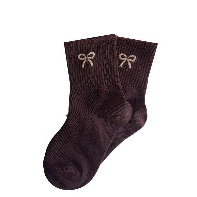 Children's demi-season sports trend knee socks with bow, mid-length, for teenagers 5