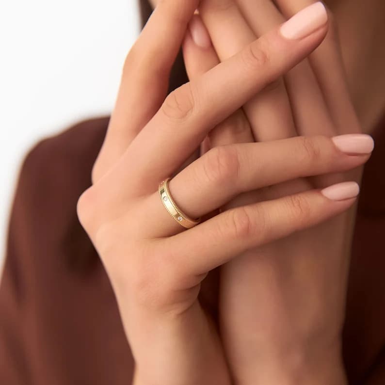 (Cross-border trading), fashionable ring with zircon, french style, light luxury style, European style 2