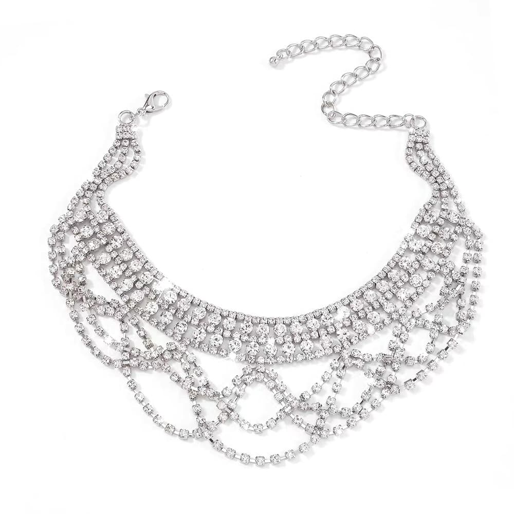 Fashionable necklace for bride with tassels, chain for key bag , accessory, diamond encrusted 5