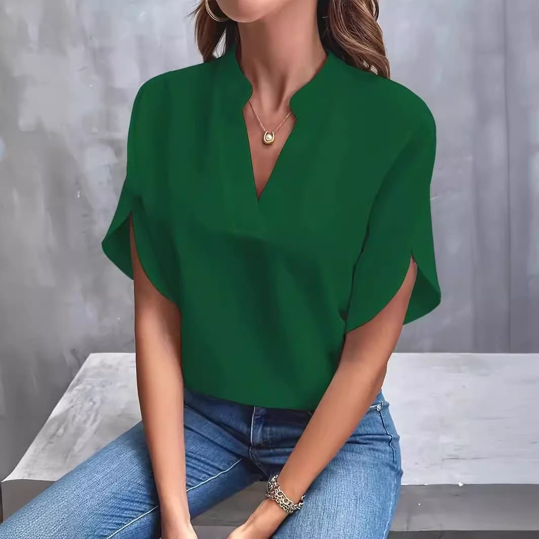(Cross-border trading), summer shirt for leisure, European style, V-neckline, loose fit 3