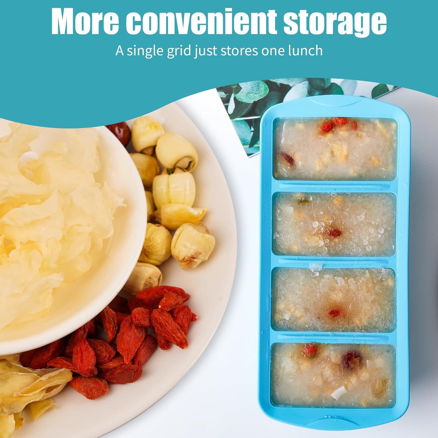 Big food silicone, handheld storage box, 4 cells 2