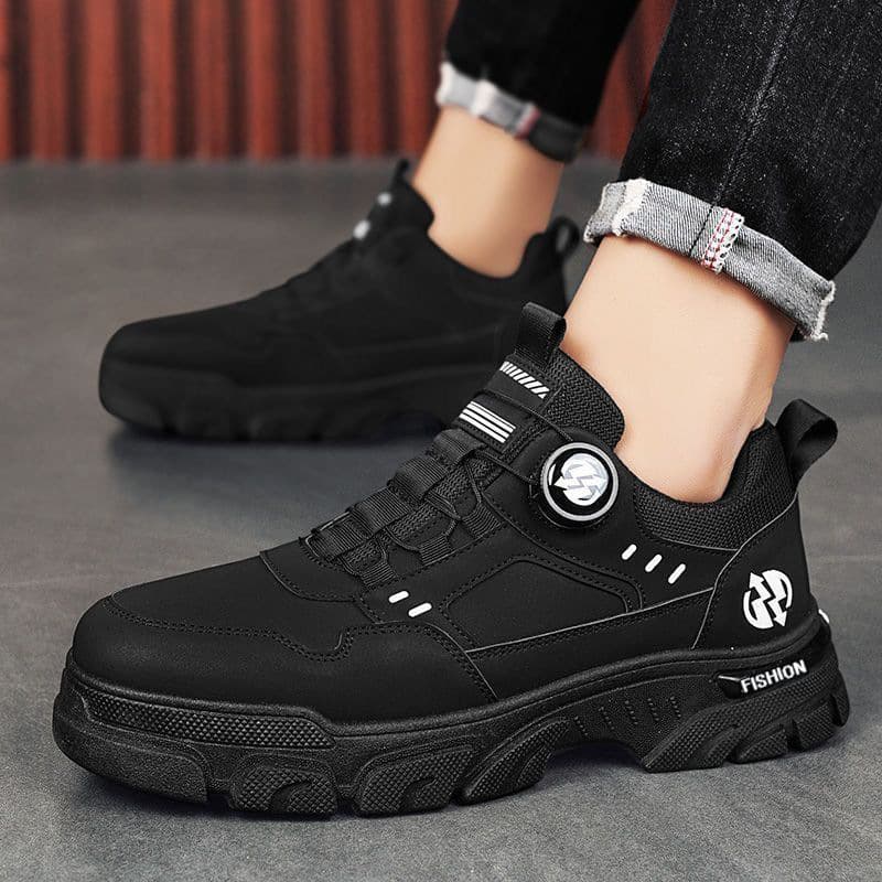 Men's shoes 2026 spring new low-top slip-on rotating button sports and leisure trendy shoes outdoor waterproof work shoes