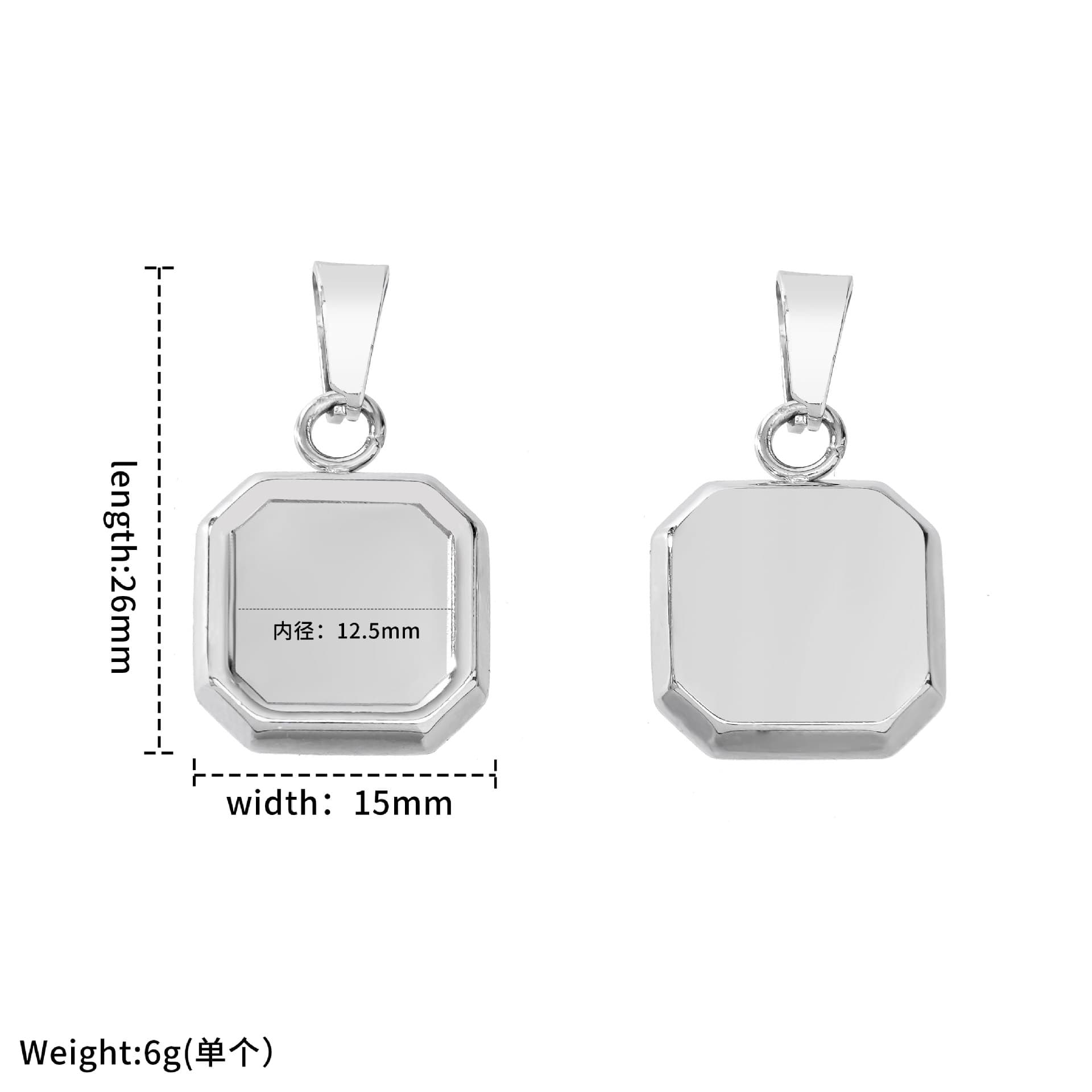 (Cross-border trading), geometric square pendant stainless steel, fashionable necklace, accessory, European style, 18 carat 4