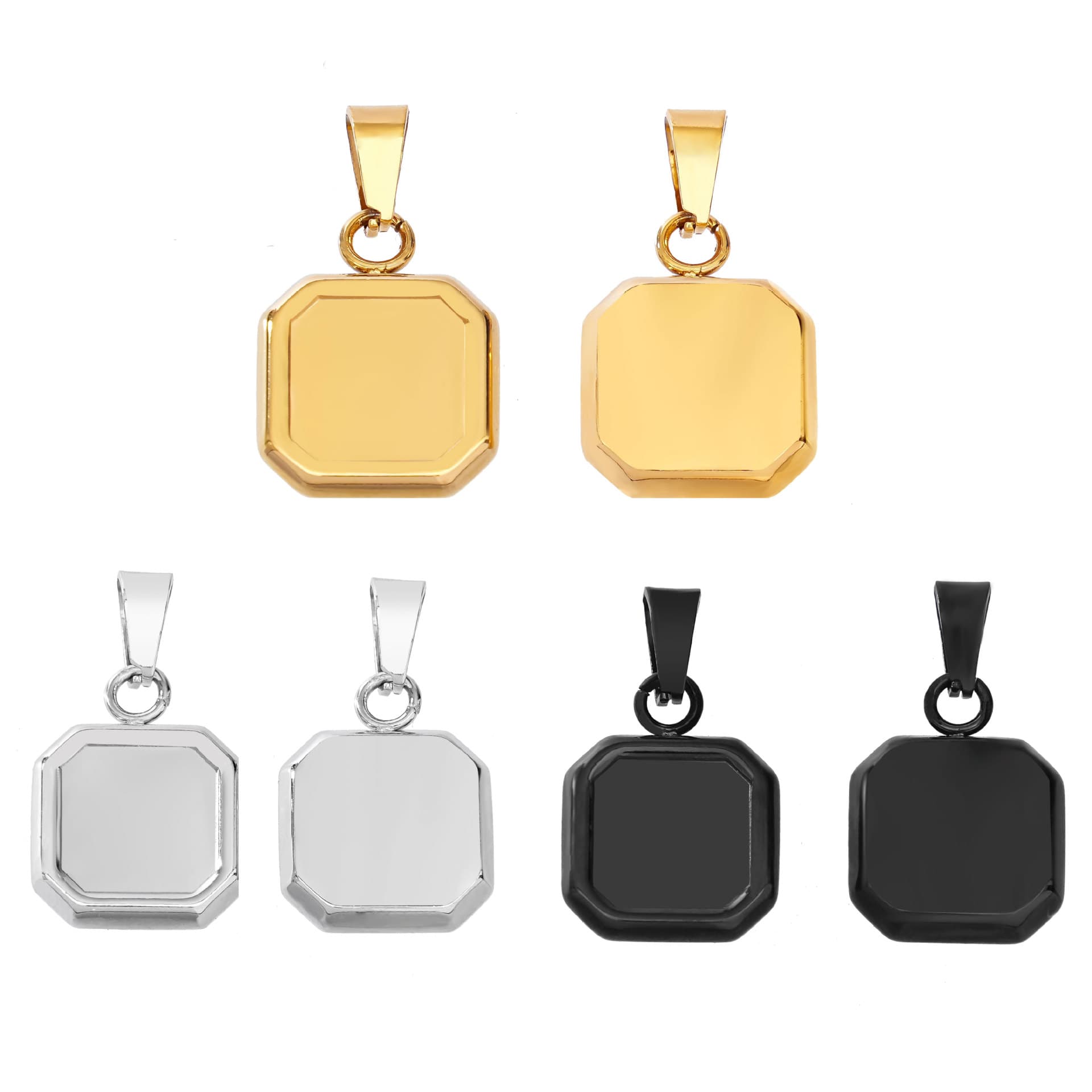 (Cross-border trading), geometric square pendant stainless steel, fashionable necklace, accessory, European style, 18 carat