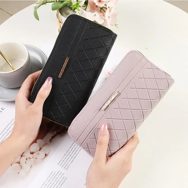 Long wallet, card holder with zipper, Korean style