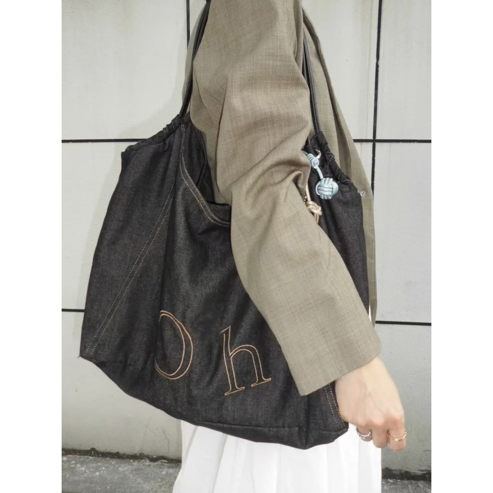 Retro denim shoulder bag, capacious one-shoulder bag for mother and baby 2