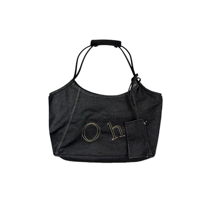 Retro denim shoulder bag, capacious one-shoulder bag for mother and baby 5