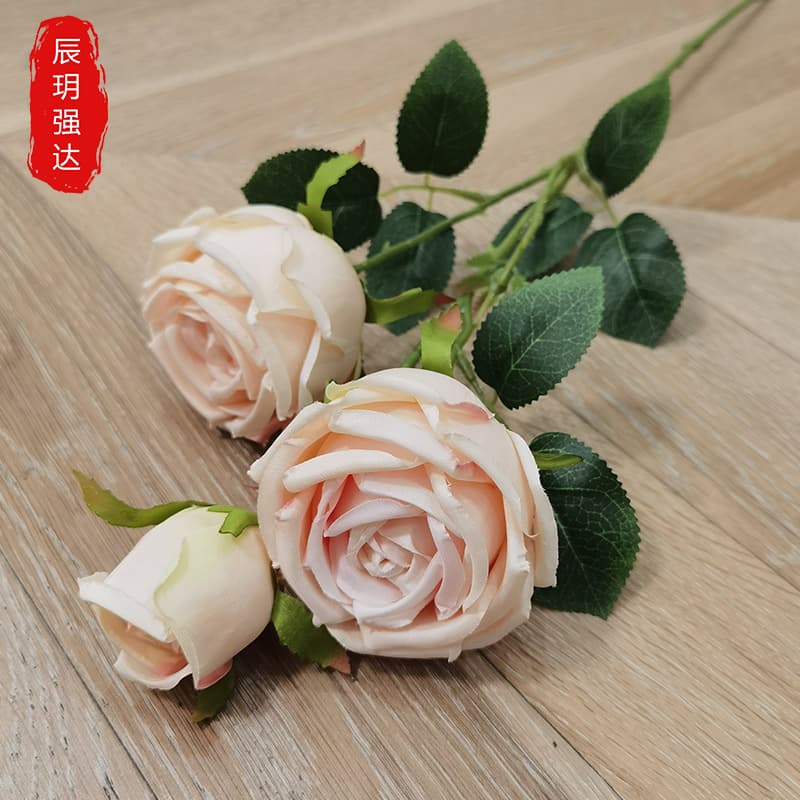 Cross-border export of three-headed princess rose artificial flower branches single artificial flower decoration wedding floral arrangement multi-color roses 3