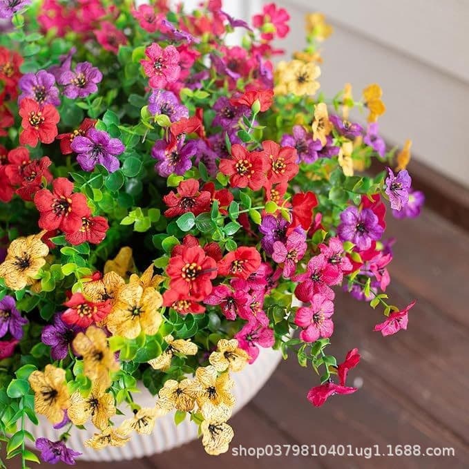Artificial plant simulation flower outdoor spring decoration false silk colorful daisy eucalyptus decoration 4