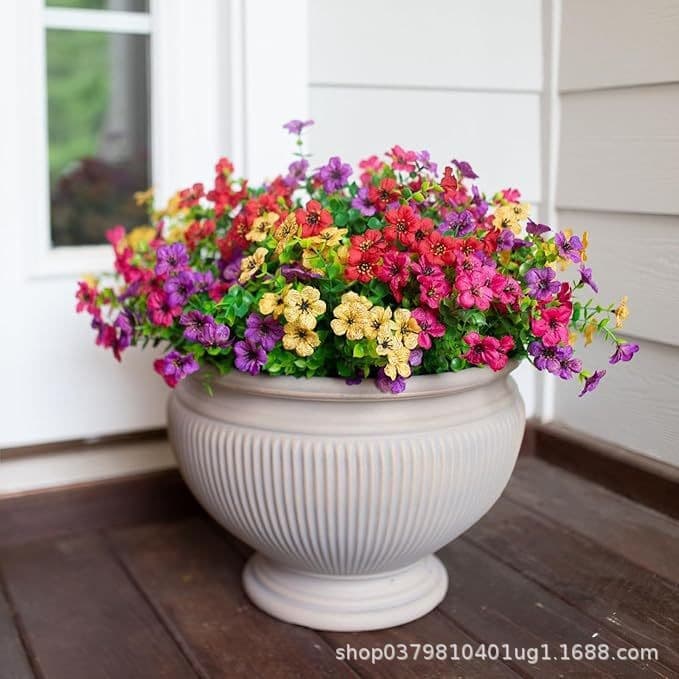 Artificial plant simulation flower outdoor spring decoration false silk colorful daisy eucalyptus decoration 1