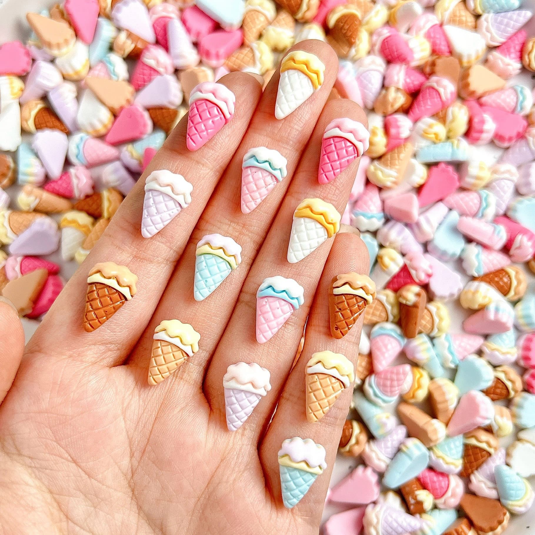 Small glossy cream nail decoration, children's phone case, hair accessory, DIY 3