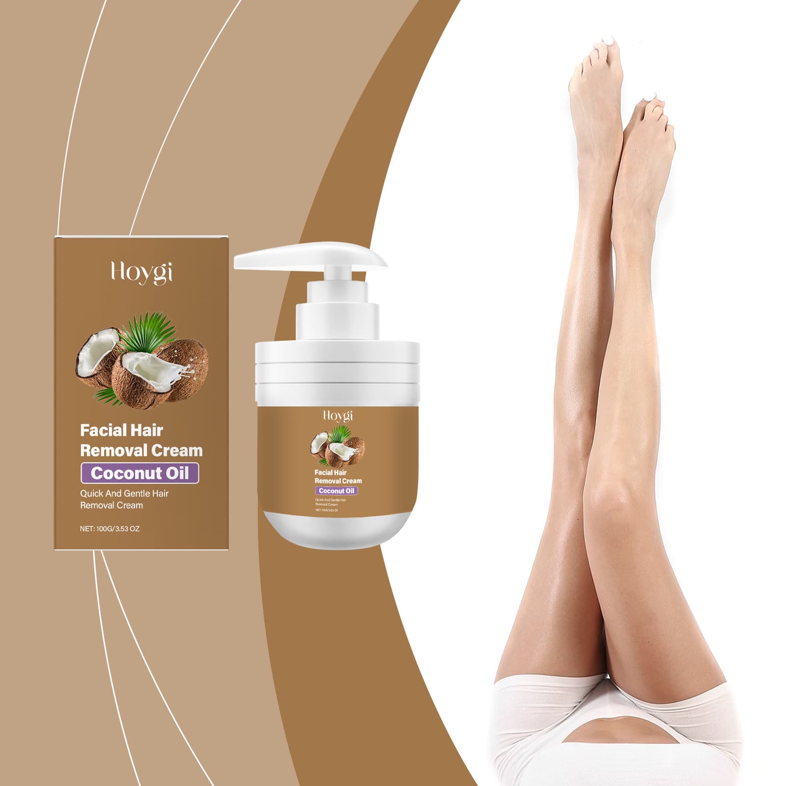 HOYGI Coconut facial gentle hair removal cream Facial hair removal men and women lips and beards are gentle and not irritating 1