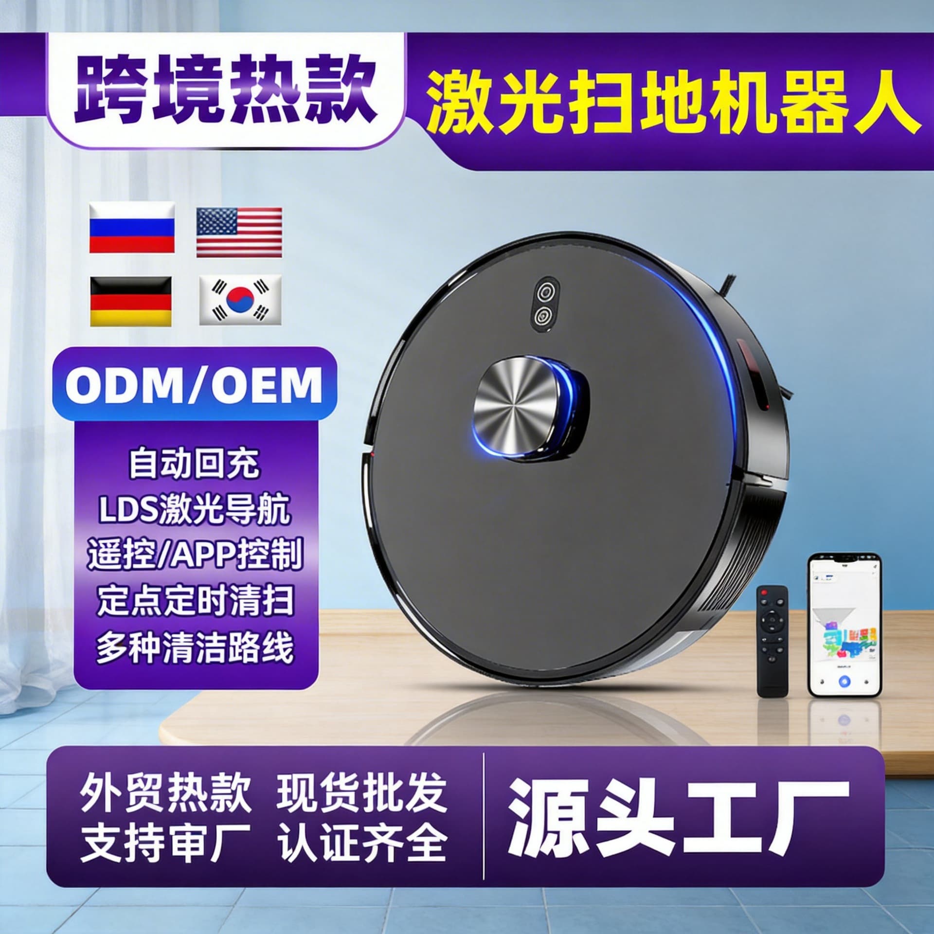 Robot with laser, smart vacuum cleaner, three-in-one, electric control 1