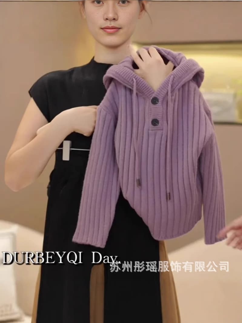 Autumn sweater with hood, knitted long-sleeve, sleeves, cardigan with zipper, jacket, for teenagers 2