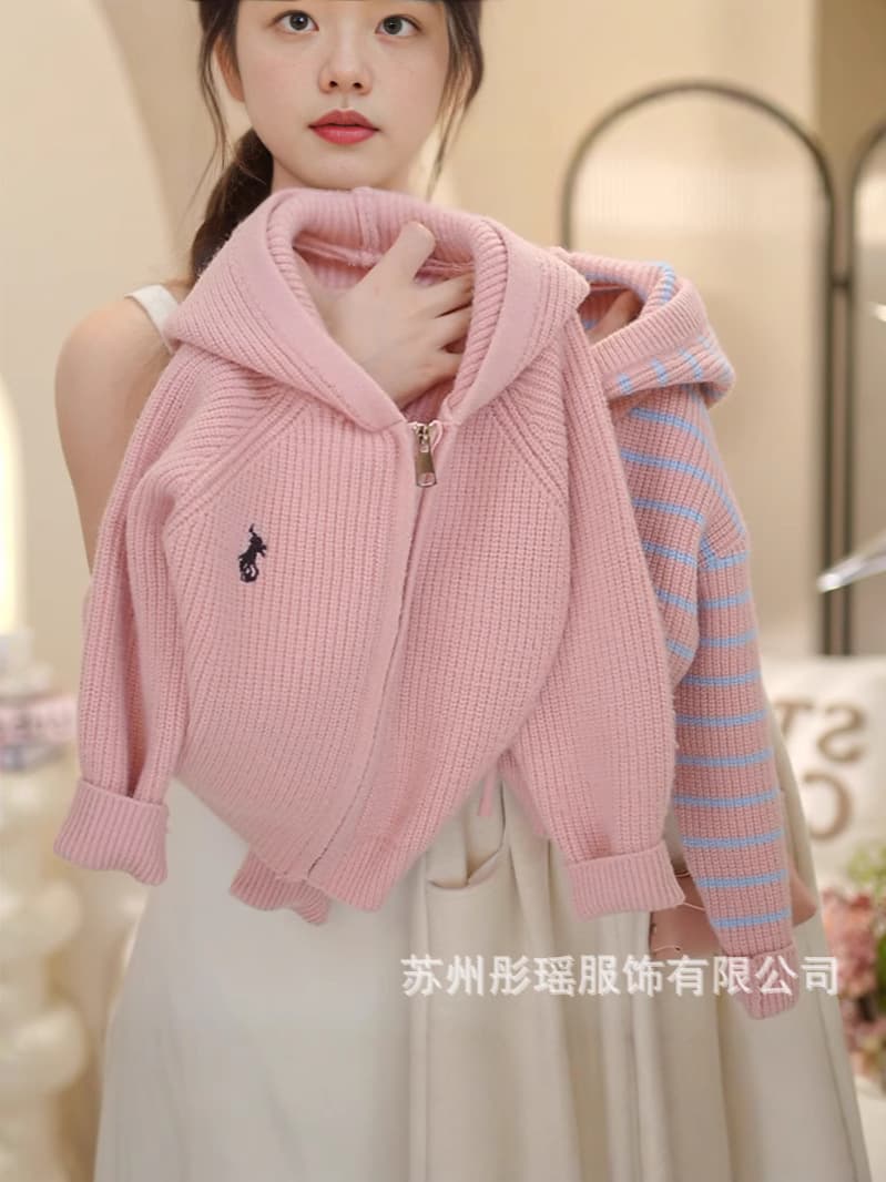 Autumn sweater with hood, knitted long-sleeve, sleeves, cardigan with zipper, jacket, for teenagers 4