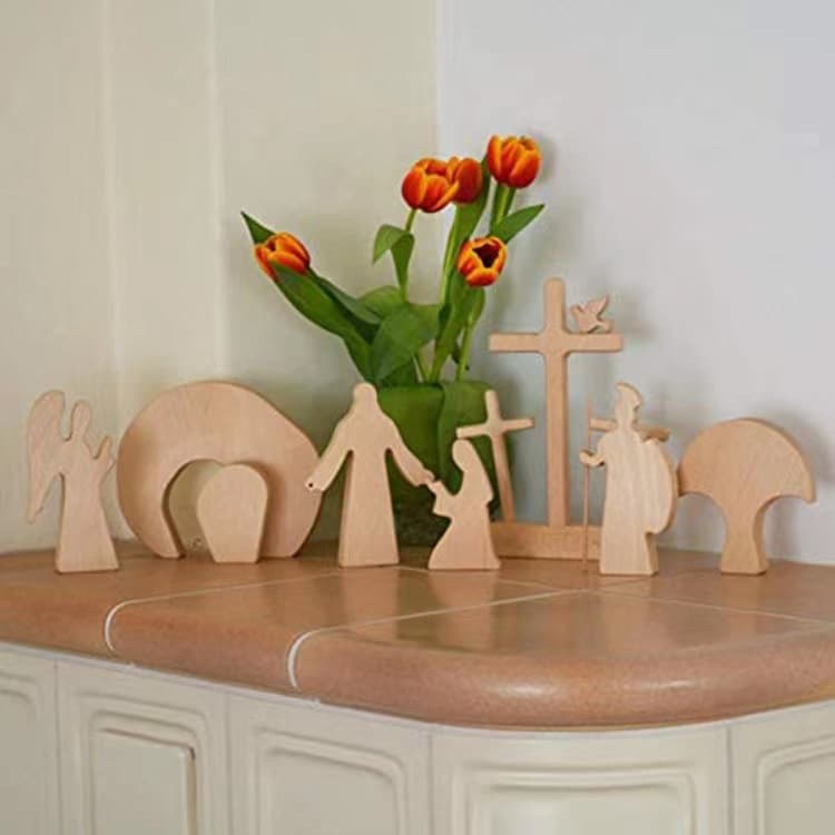 Cross-border independent station Easter scene wooden decoration holiday gift ornaments complete set 1
