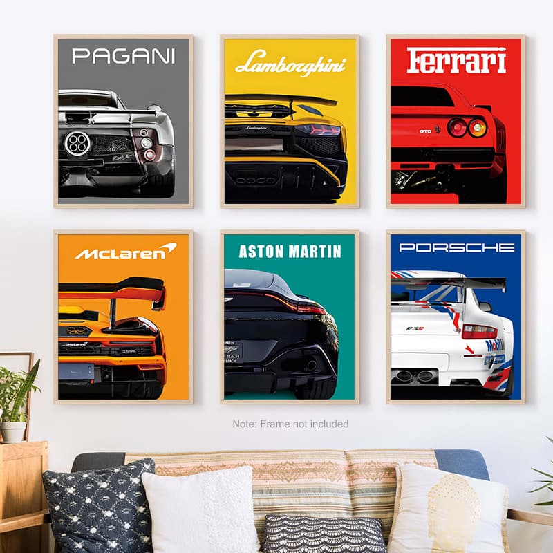 Poster, wall retro racing car for boys, new collection, American style 1