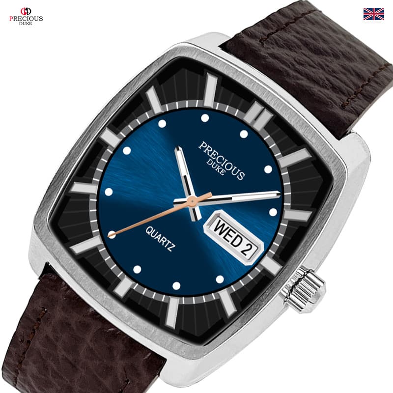PRECIOUS DUKE British brand classic barrel men's dial watch dual calendar genuine leather manufacturer 5