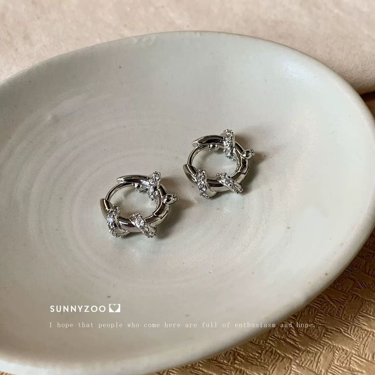 Brand sophisticated earrings with zircon, micro incrustation, Japanese and Korean, light luxury style, simple and elegant design