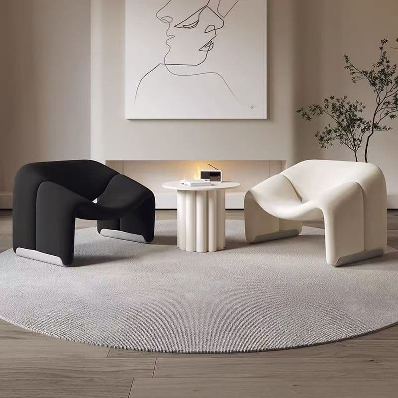 Creamy Smiling Chair Single Sofa Chair Living Room Home Balcony Meeting Leisure Lambmere Designer Smiling Chair 2