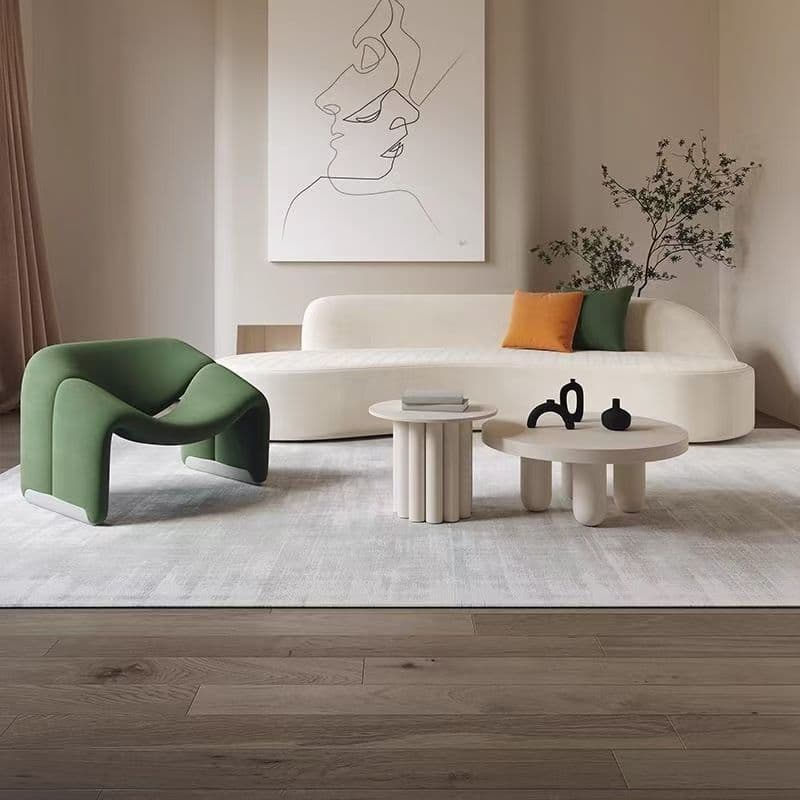 Creamy Smiling Chair Single Sofa Chair Living Room Home Balcony Meeting Leisure Lambmere Designer Smiling Chair 3