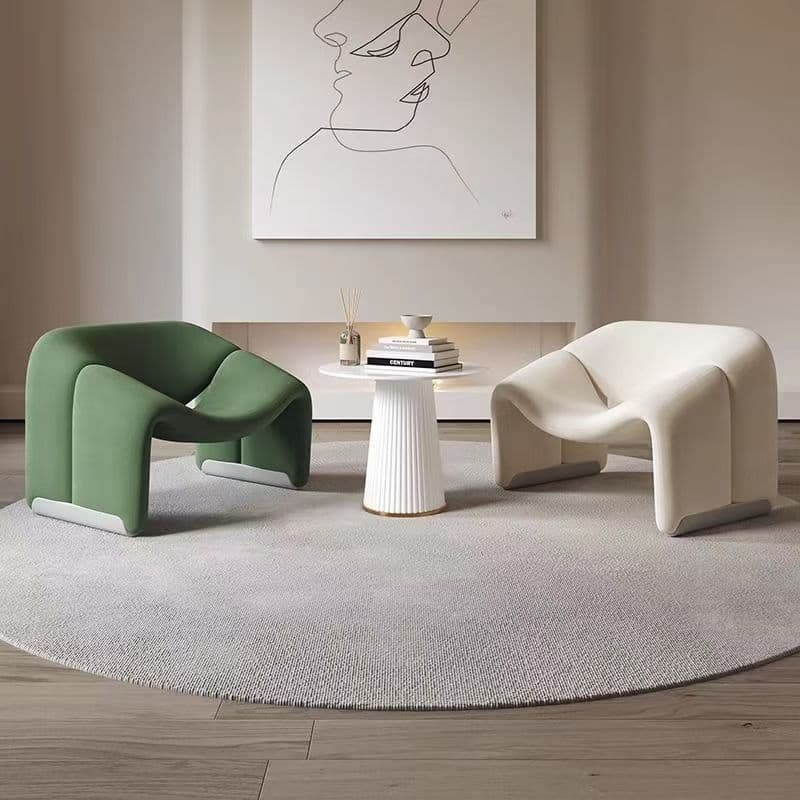 Creamy Smiling Chair Single Sofa Chair Living Room Home Balcony Meeting Leisure Lambmere Designer Smiling Chair 1