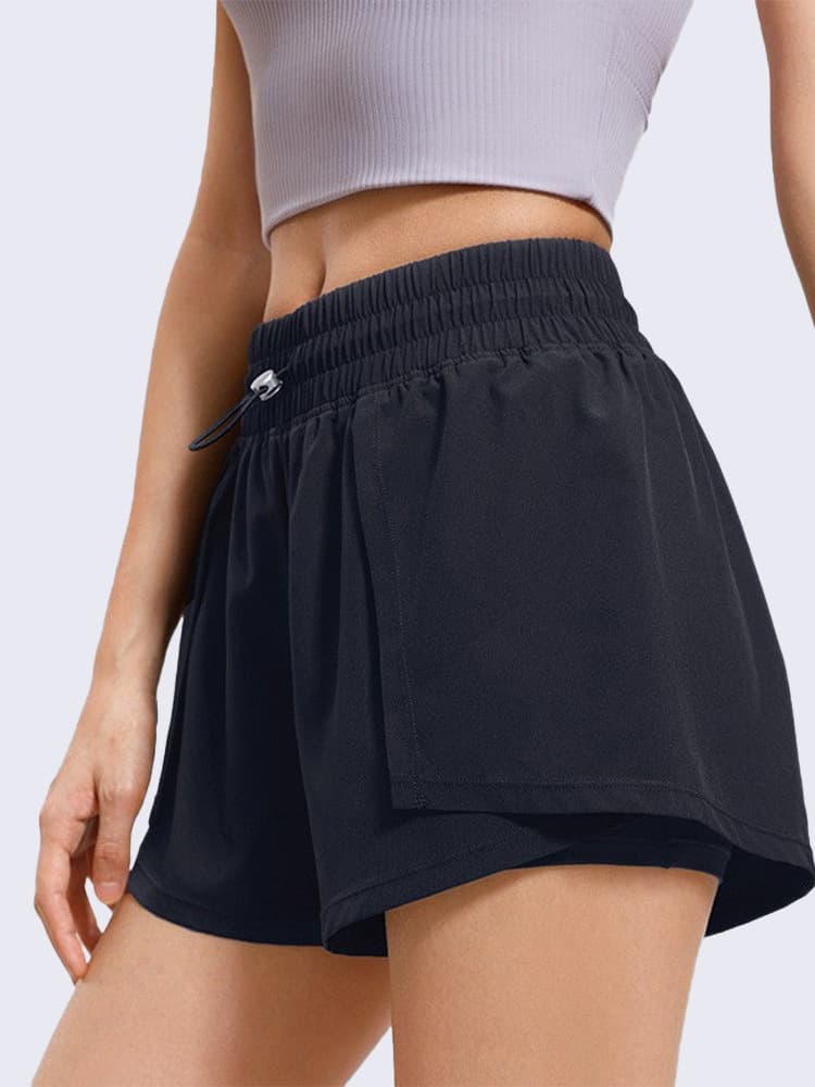 Sports set, shorts, quick dry trousers, protective underware for gym, rostometer, leggings, for running, loose fit, drawstring, high waist 1