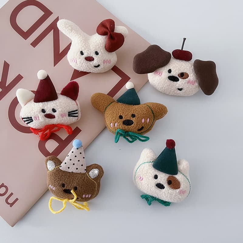 Cute cartoon plush demi-season brooch, hair accessory, doll 1