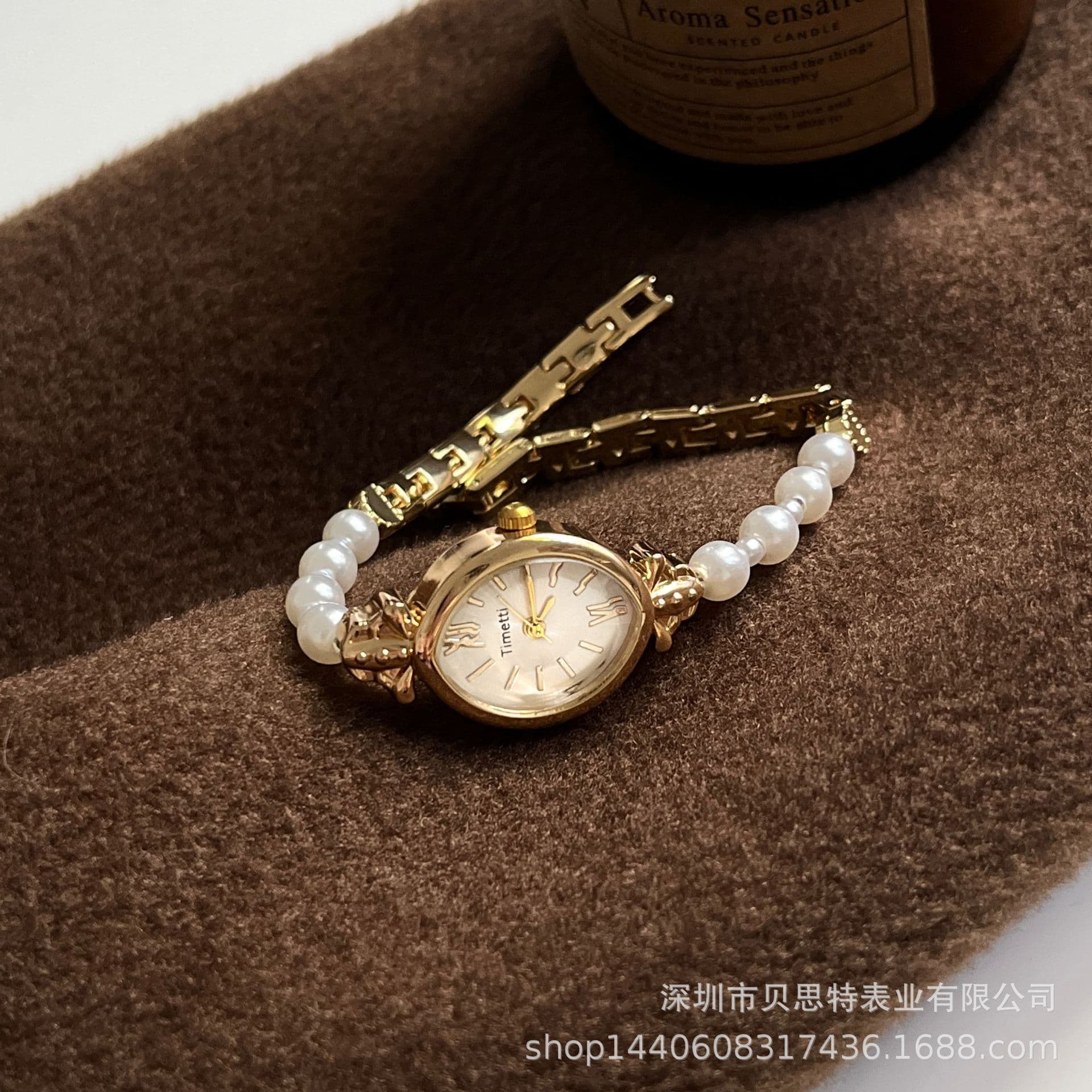 Fashionable elegant organic bracelet from pearl, watch strap, quartz women's watch, light luxury style 2