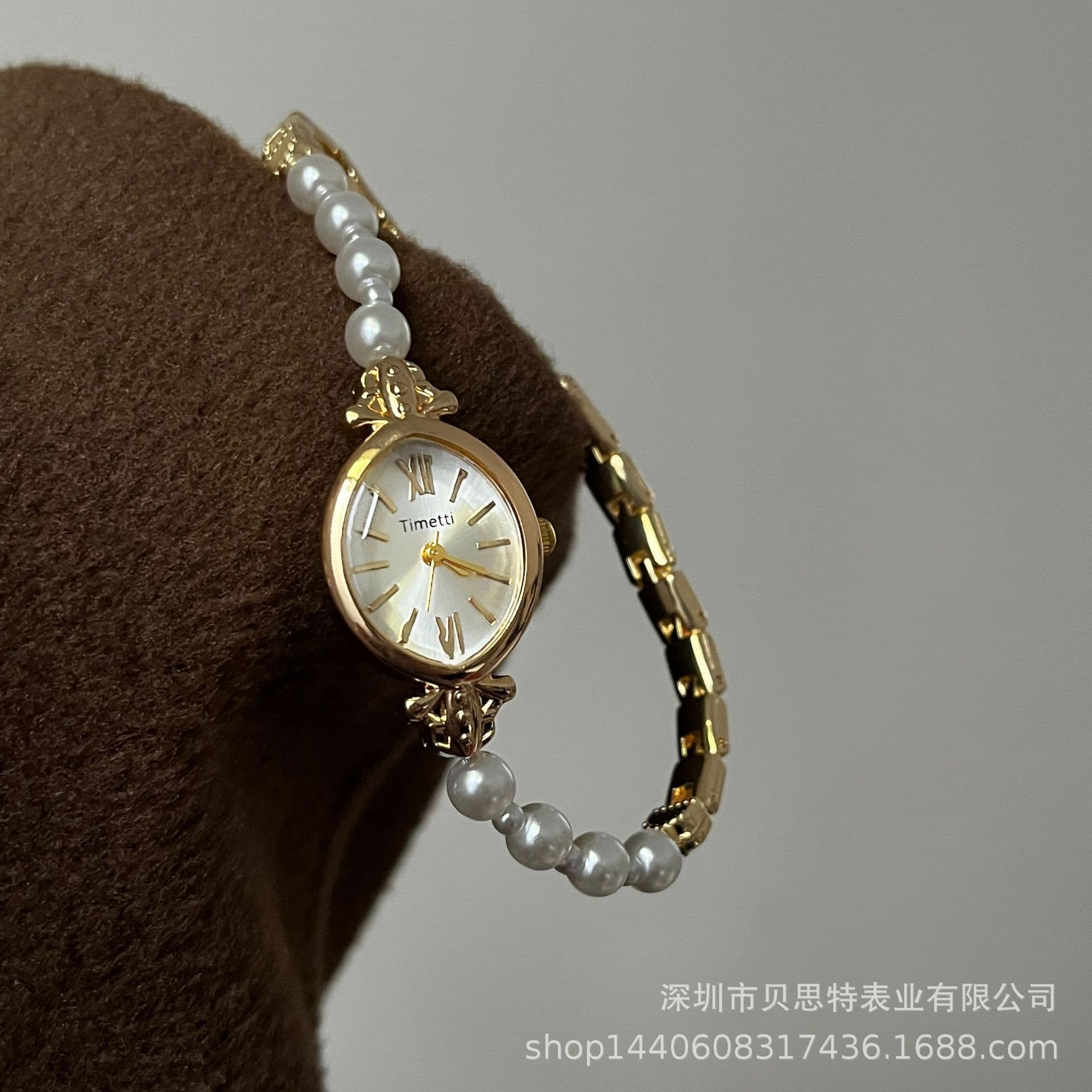 Fashionable elegant organic bracelet from pearl, watch strap, quartz women's watch, light luxury style 4