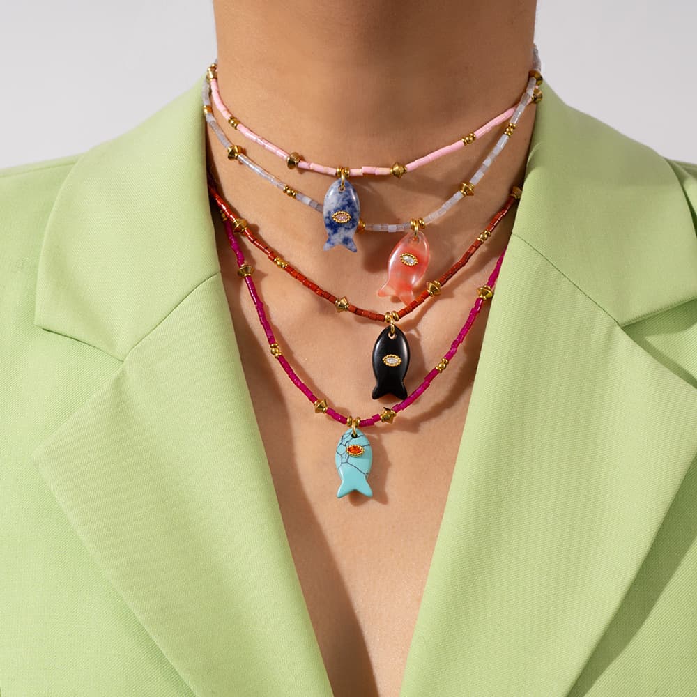 (Cross-border trading), organic marine necklace stainless steel 2