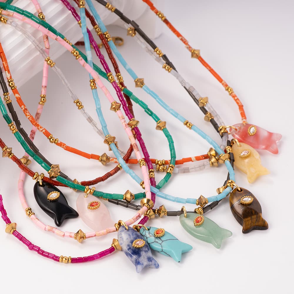 (Cross-border trading), organic marine necklace stainless steel 4