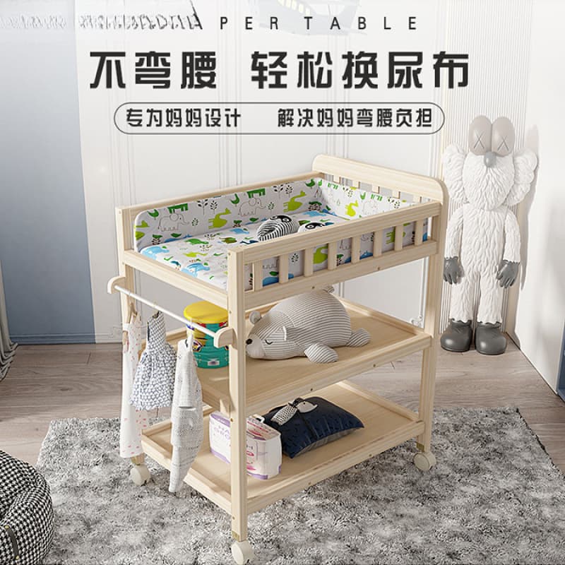 Diaper table from natural wood, universal children's massager 4