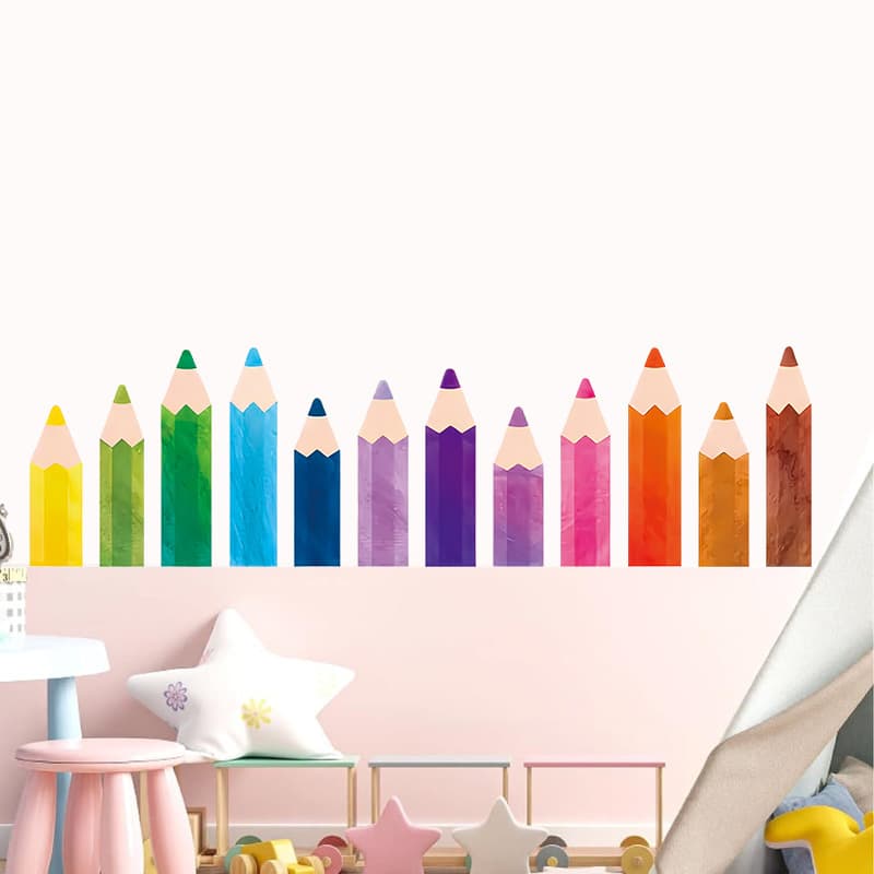 Crayons, watercolour, children's pencil on wall, self-adhesive sticker for kindergarten PVC 2