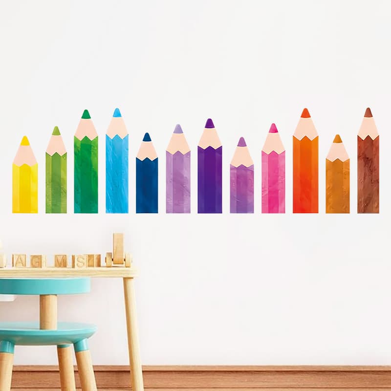 Crayons, watercolour, children's pencil on wall, self-adhesive sticker for kindergarten PVC 3