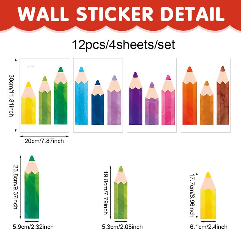 Crayons, watercolour, children's pencil on wall, self-adhesive sticker for kindergarten PVC 4