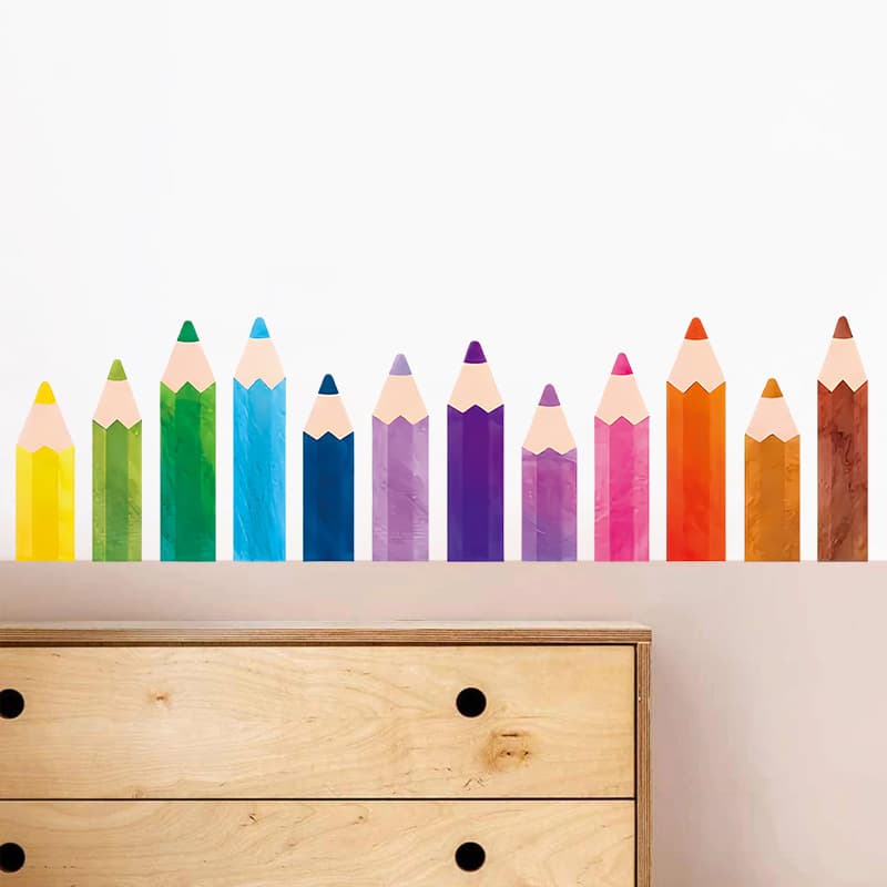 Crayons, watercolour, children's pencil on wall, self-adhesive sticker for kindergarten PVC 1